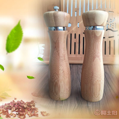 【妙竹手動(dòng)花椒芝麻胡椒研磨器鹽罐套裝燒烤調(diào)料瓶竹子調(diào)味罐】 - 產(chǎn)品庫(kù)